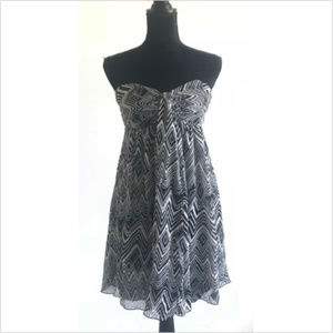 Express Silk Strapless Empire Waist Pattern Dress
